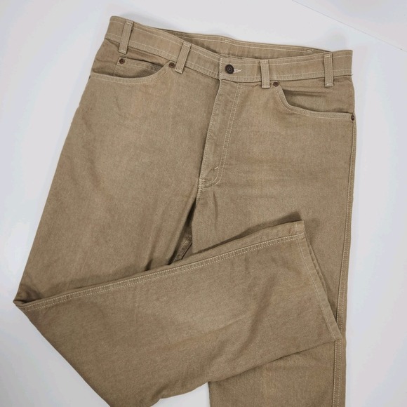Vtg Levis Mens 36x31 Action Jeans‎ Tan Khaki Bootcut Made in USA - Picture 1 of 16